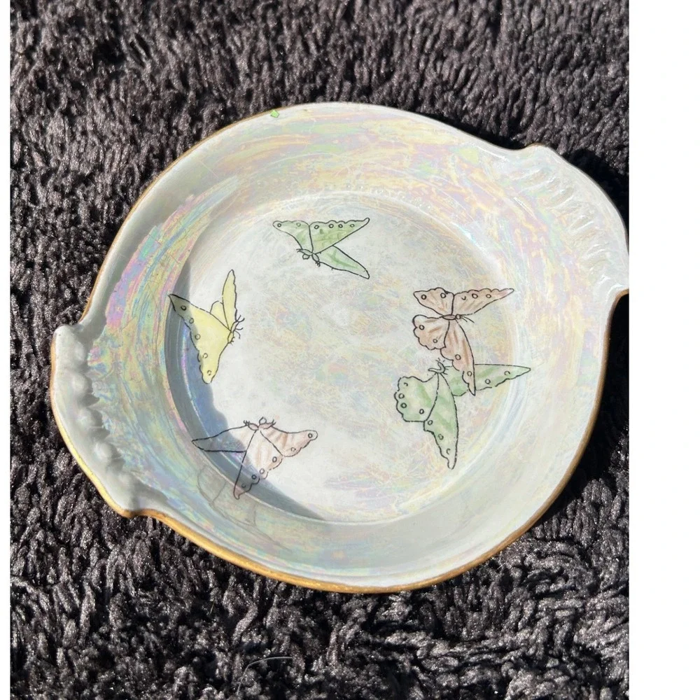 Antique Limoges French Porcelain‎ Double Spoon Rest Signed Bernardaud Butterfly